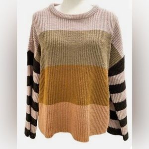 Wishlist Colorblock Sweater w Stripped sleeves. Size S/M. Cute fit!